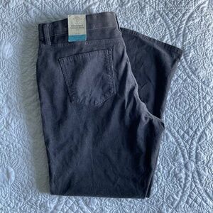 St John's Bay Straight Corduroy Pants Womens 18P Gray Mid Rise Zip Stretch NWT